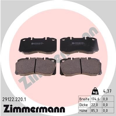 29122 ZIMMERMANN prepared for wear indicator, Photo corresponds to scope of supply Height: 85mm, Width: 175mm, Thickness: 22mm Brake pads 29122.220.1 buy