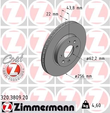 Original ZIMMERMANN Disc brake set 320.3809.20 for KIA RIO