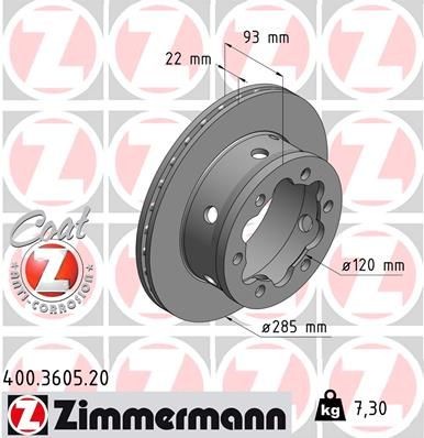 Original ZIMMERMANN Disc brake set 400.3605.20 for MERCEDES-BENZ SPRINTER