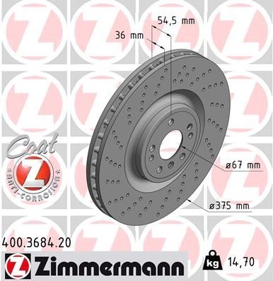 ZIMMERMANN COAT Z 400.3684.20 Brake disc 1664210912
