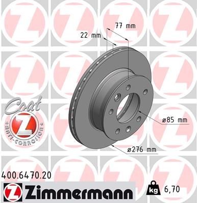 ZIMMERMANN COAT Z 400.6470.20 Brake disc 2D0615301C