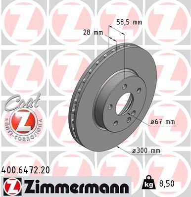 ZIMMERMANN COAT Z 400.6472.20 Brake disc A 639 421 00 12