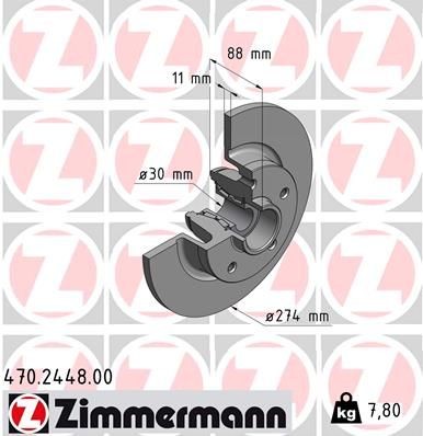 ZIMMERMANN 274x11mm, 5/5, 5x114, solid Ø: 274mm, Rim: 5-Hole, Brake Disc Thickness: 11mm Brake rotor 470.2448.00 buy