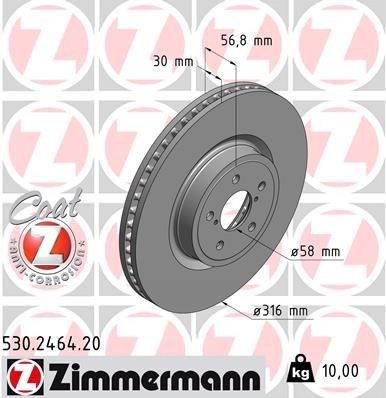 Original 530.2464.20 ZIMMERMANN Brake discs and rotors SUBARU
