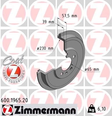 ZIMMERMANN COAT Z 290mm Rim: 5-Hole Drum Brake 600.1965.20 buy