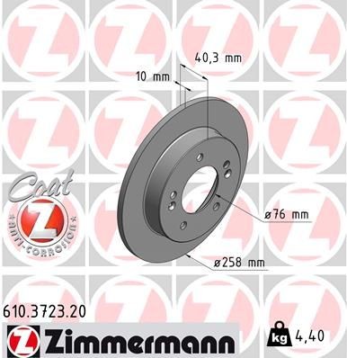 ZIMMERMANN COAT Z 610.3723.20 Brake disc 280x11mm, 6/5, 5x108, solid, Coated
