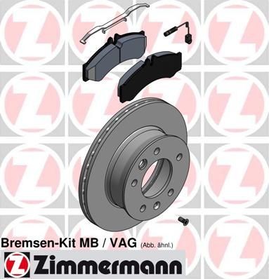 ZIMMERMANN internally vented, with brake pads, with fastening material, incl. wear warning contact Ø: 285mm, Brake Disc Thickness: 22mm Brake discs and pads 640.4306.00 buy
