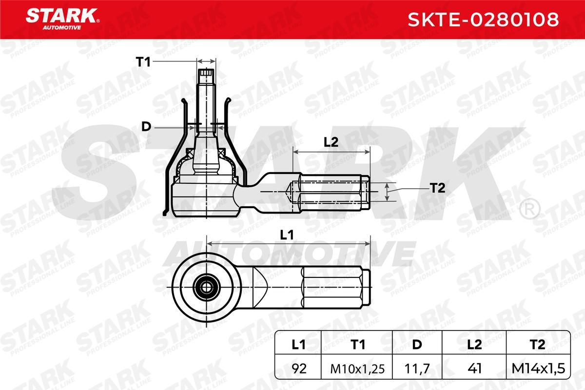 SKTE-0280108 Tie rod end SKTE-0280108 STARK Cone Size 11,8, 11,6 mm, M10x1,25 A