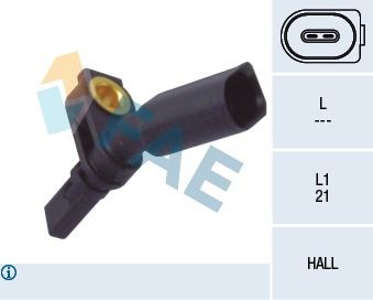 FAE 78065 ABS sensor Front Axle Left, without cable, Active sensor, 2-pin connector, D Shape