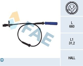 FAE Front Axle, Hall Sensor, 2-pin connector, 660mm Number of pins: 2-pin connector Sensor, wheel speed 78045 buy