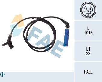 FAE 78039 ABS sensor Rear Axle, Active sensor, 2-pin connector, 1015mm