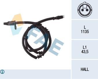 FAE Front Axle, Active sensor, 2-pin connector, 1135mm Number of pins: 2-pin connector Sensor, wheel speed 78056 buy