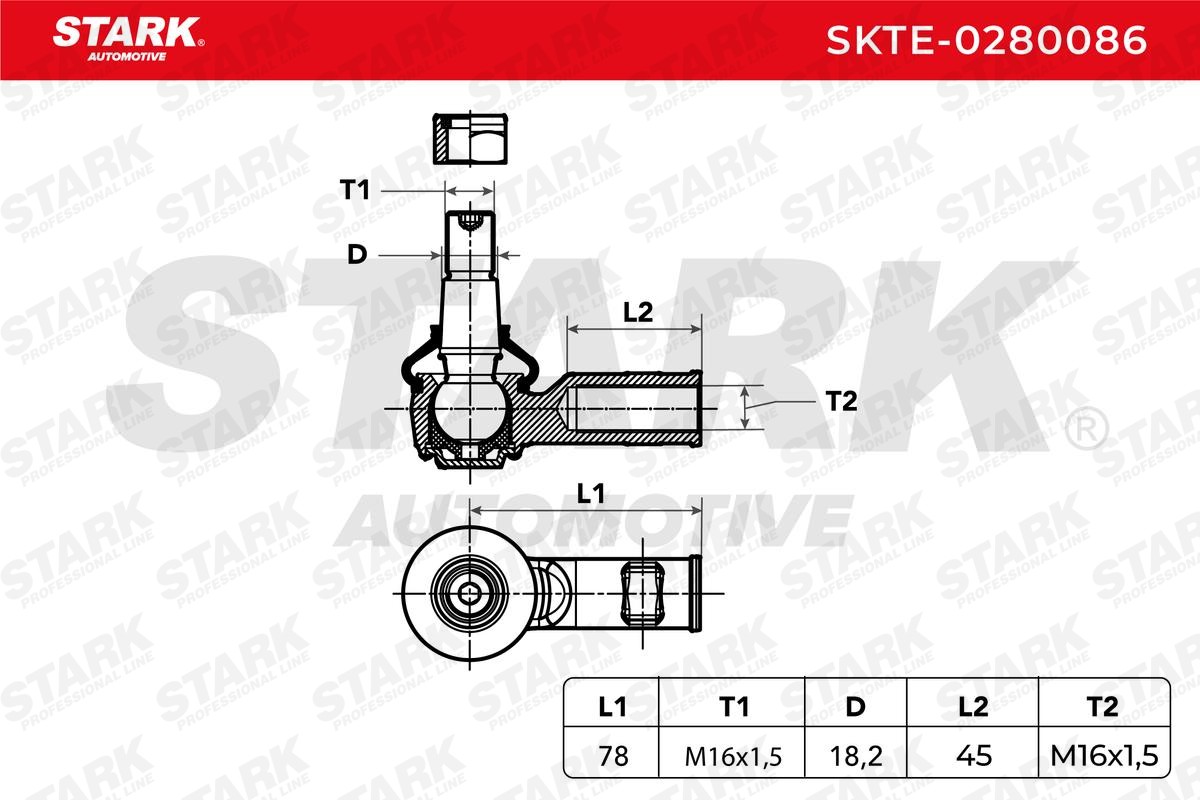 STARK SKTE-0280086 Track rod end Cone Size 18 mm, Front Axle, both sides