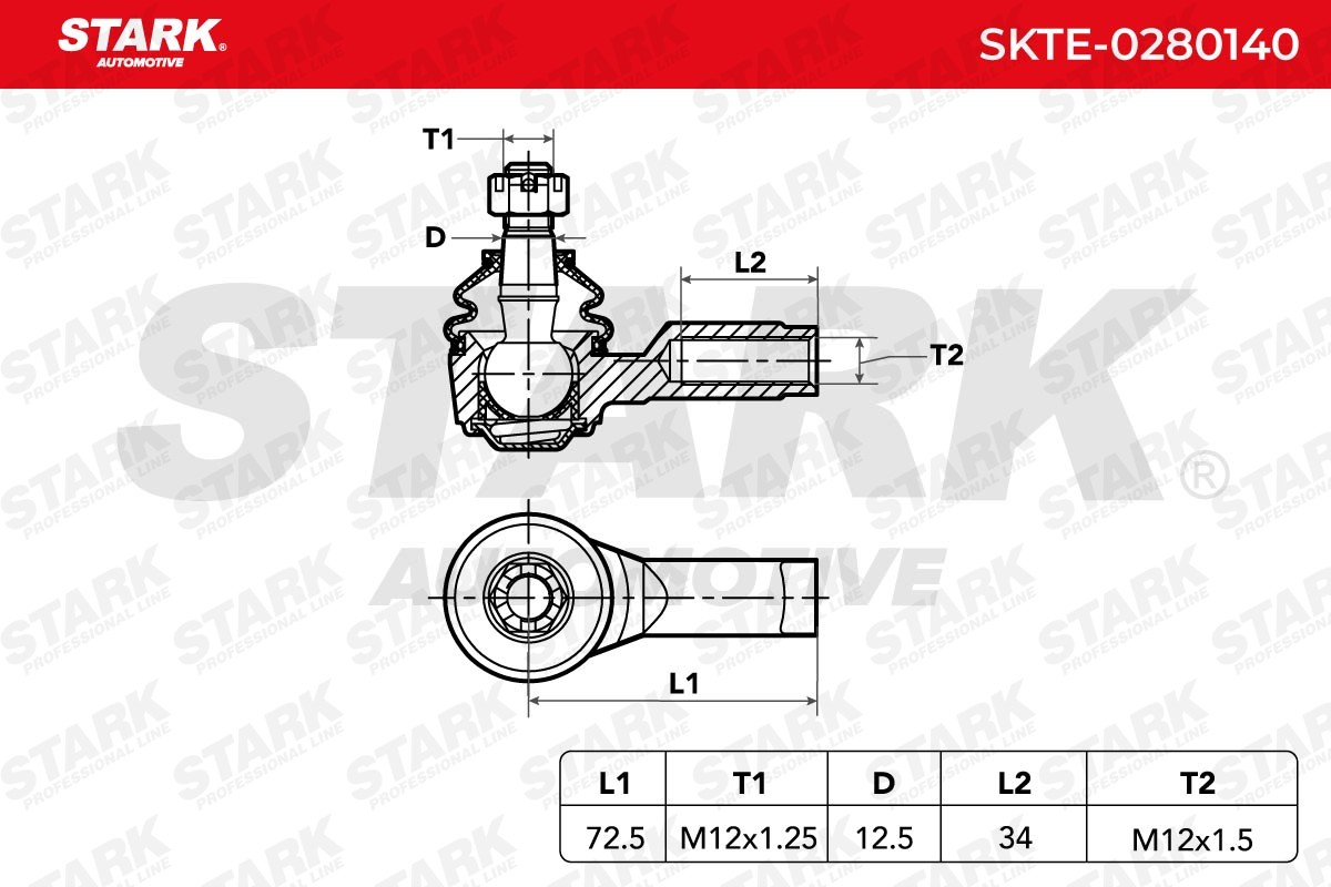 STARK SKTE-0280140 Track rod end Cone Size 12,4 mm, Front axle both sides