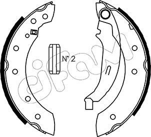 CIFAM 153-350 Brake Shoe Set 203,0 x 38 mm, with accessories
