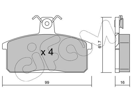 822-026-0 CIFAM Brake pad set SEAT excl. wear warning contact, not prepared for wear indicator
