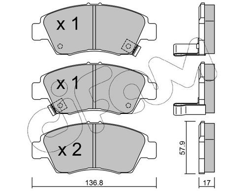822-175-0 CIFAM Brake pad set HONDA with acoustic wear warning