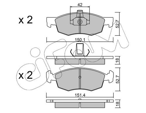 CIFAM 822-274-2 Brake pad set excl. wear warning contact, not prepared for wear indicator