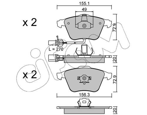 Original 822-549-1 CIFAM Brake pad kit SEAT