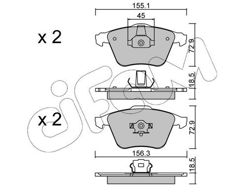 822-549-3 CIFAM Brake pad set SAAB excl. wear warning contact, not prepared for wear indicator