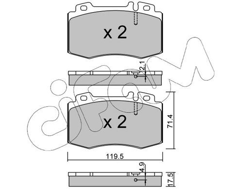23045 CIFAM prepared for wear indicator Thickness 1: 17,5mm Brake pads 822-563-5 buy