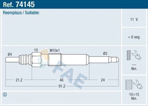 FAE 74145 Glow plug 18550-84-A51