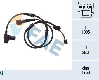 FAE Front Axle, Inductive Sensor, 2-pin connector, 1005mm Number of pins: 2-pin connector Sensor, wheel speed 78004 buy