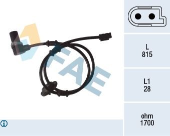 FAE Rear Axle Right, Inductive Sensor, 2-pin connector, 815mm Number of pins: 2-pin connector Sensor, wheel speed 78075 buy