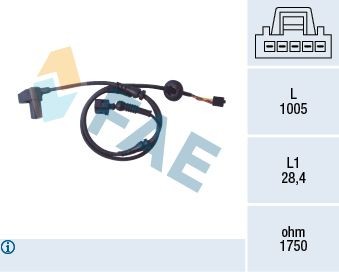 FAE Front Axle, Inductive Sensor, 2-pin connector, 1005mm Number of pins: 2-pin connector Sensor, wheel speed 78097 buy