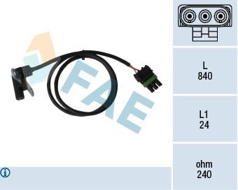 FAE 3-pin connector Number of pins: 3-pin connector Sensor, crankshaft pulse 79025 buy