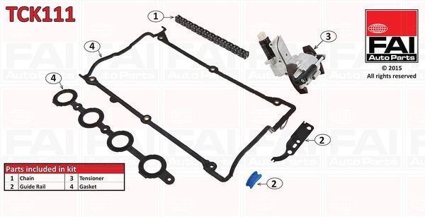 TCK111 Timing chain kit TCK111 FAI AutoParts without gears, with gaskets/seals, Simplex, Bolt Chain