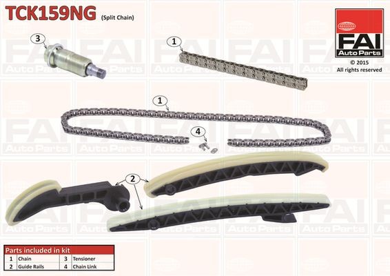 FAI AutoParts TCK159NG Timing chain kit without gears, without gaskets/seals, Simplex, Bolt Chain