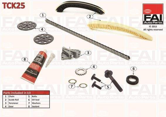 FAI AutoParts TCK25 Timing chain kit with gears, with gaskets/seals, Simplex, Bolt Chain