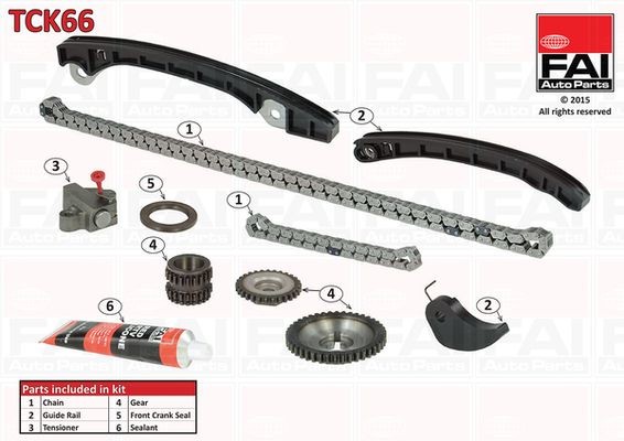 FAI AutoParts TCK66 Timing chain kit with gears, with gaskets/seals, Simplex, Low-noise chain