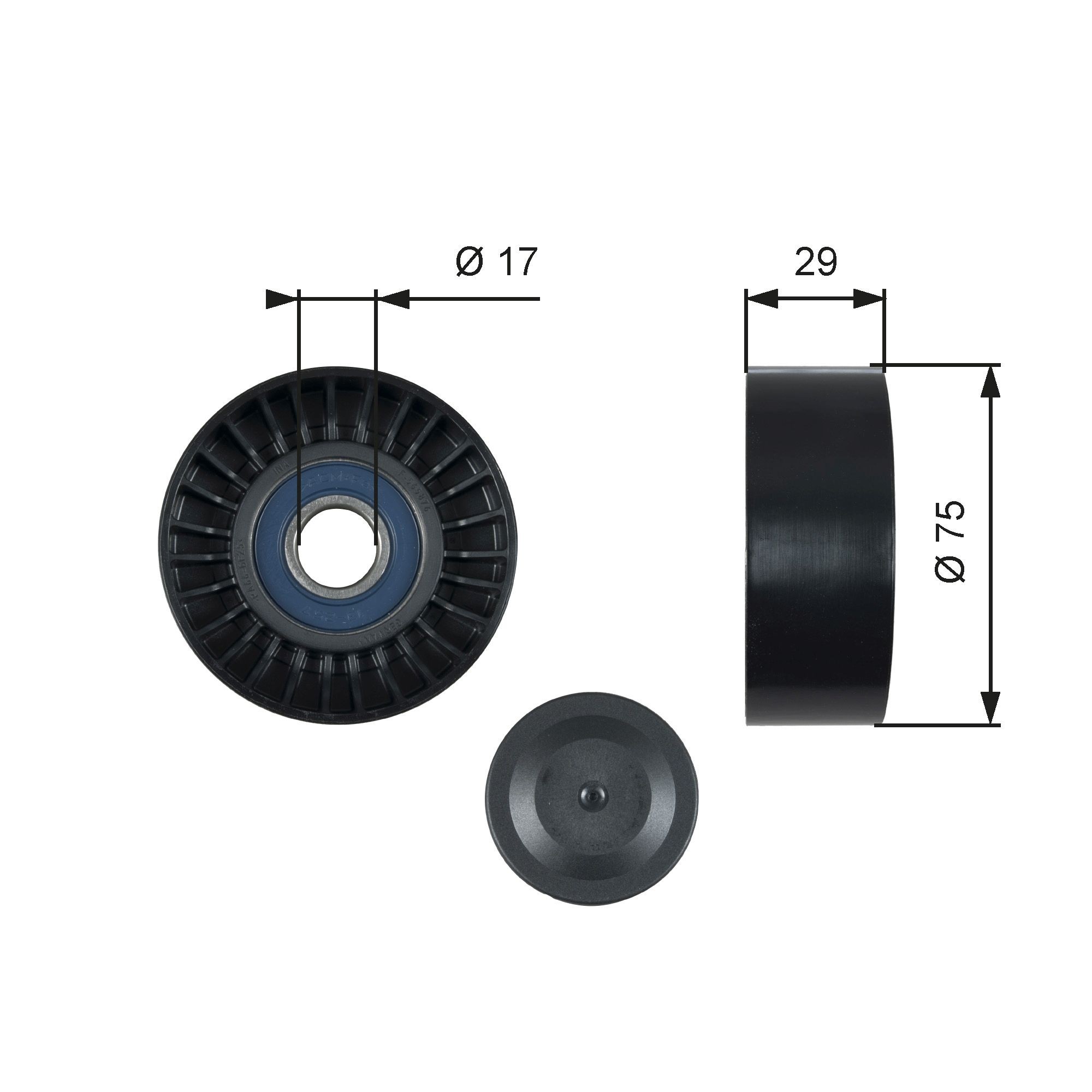 GATES T36462 Deflection / Guide Pulley, v-ribbed belt PowerGrip™