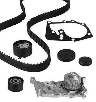 GRAF KP724-1 Water pump and timing belt kit without gasket/seal, Number of Teeth: 132, Width 1: 27 mm, for timing belt drive