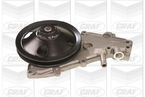 GRAF PA529 Water pump with seal, without lid, Mechanical, Metal, Water Pump Pulley Ø: 144 mm, for v-ribbed belt use