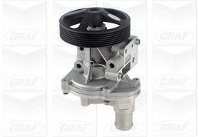 GRAF PA832 Water pump with seal, with lid, Mechanical, Metal, Water Pump Pulley Ø: 130 mm, for v-ribbed belt use