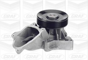 PA883 GRAF Water pumps LAND ROVER with seal, Mechanical, Grey Cast Iron, Water Pump Pulley Ø: 95 mm, for v-ribbed belt use