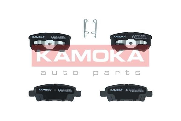 KAMOKA JQ101114 Brake pad set Rear Axle, incl. wear warning contact, with spring