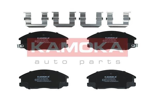 KAMOKA JQ101163 Brake pad set Front Axle, with acoustic wear warning, with accessories