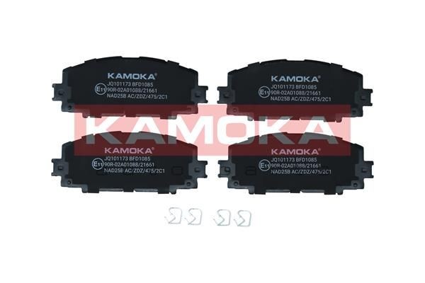 KAMOKA Front Axle, not prepared for wear indicator Height: 53mm, Width: 122mm, Thickness: 17mm Brake pads JQ101173 buy