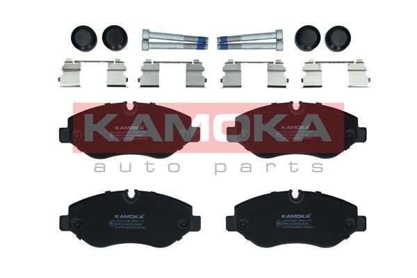 29192 KAMOKA Front Axle, prepared for wear indicator, with bolts Height: 67mm, Width: 163mm, Thickness: 20mm Brake pads JQ1012087 buy