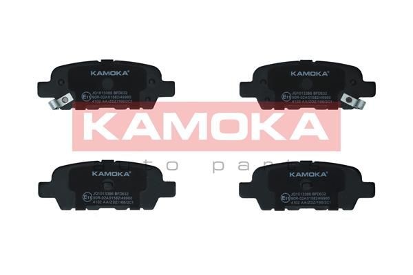 KAMOKA Rear Axle, with acoustic wear warning Height: 38mm, Width: 106mm, Thickness: 14mm Brake pads JQ1013386 buy