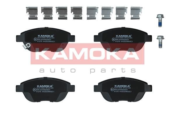 KAMOKA JQ1013838 Brake pad set Front Axle, with acoustic wear warning, with accessories