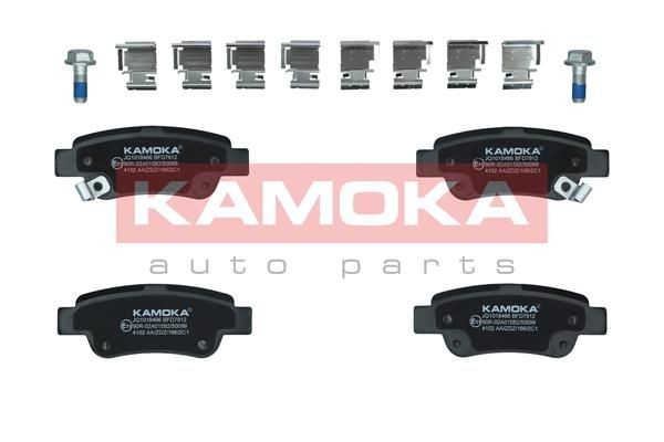 KAMOKA JQ1018466 Brake pad set Rear Axle, with acoustic wear warning, with accessories