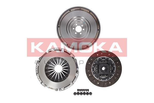 Clutch replacement kit KAMOKA for engines with dual-mass flywheel, with clutch pressure plate, without clutch release bearing, with flywheel, with clutch disc, with screw set - KC095