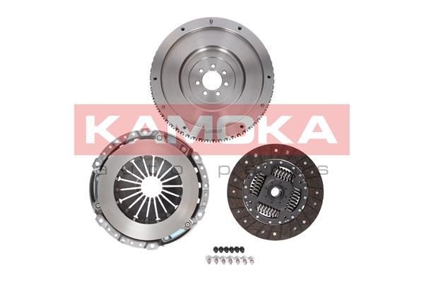 Clutch and flywheel kit KAMOKA for engines with dual-mass flywheel, with clutch pressure plate, without clutch release bearing, Requires special tools for mounting, with flywheel, with clutch disc, with screw set, with automatic adjustment - KC097