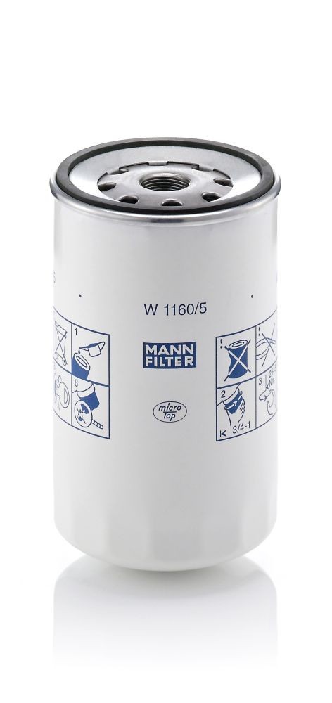 MANN-FILTER M 24 X 1.5, with one anti-return valve, Spin-on Filter Ø: 108mm, Height: 178mm Oil filters W 1160/5 buy