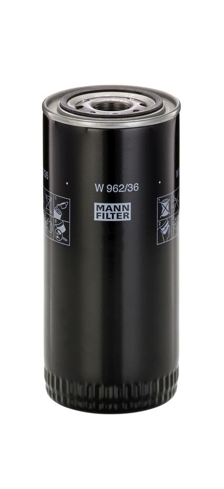 MANN-FILTER G 3/4, Spin-on Filter Ø: 93mm, Height: 210mm Oil filters W 962/36 buy